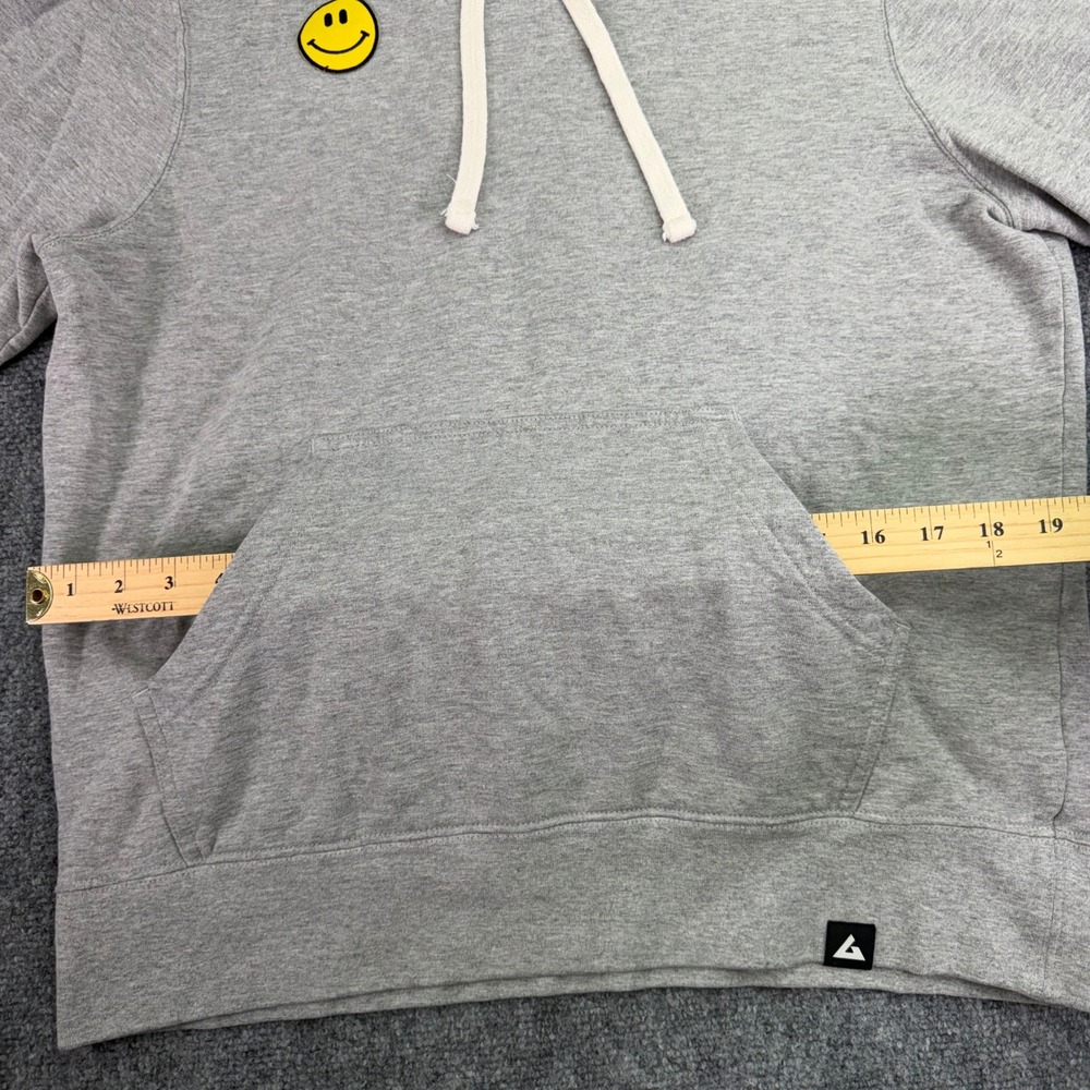 American Giant Hoodie Mens Large Grey Classic‎ Pullover Smiley Face Patch USA - Picture 8 of 14